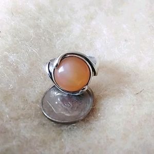 Moonstone ring with silver band